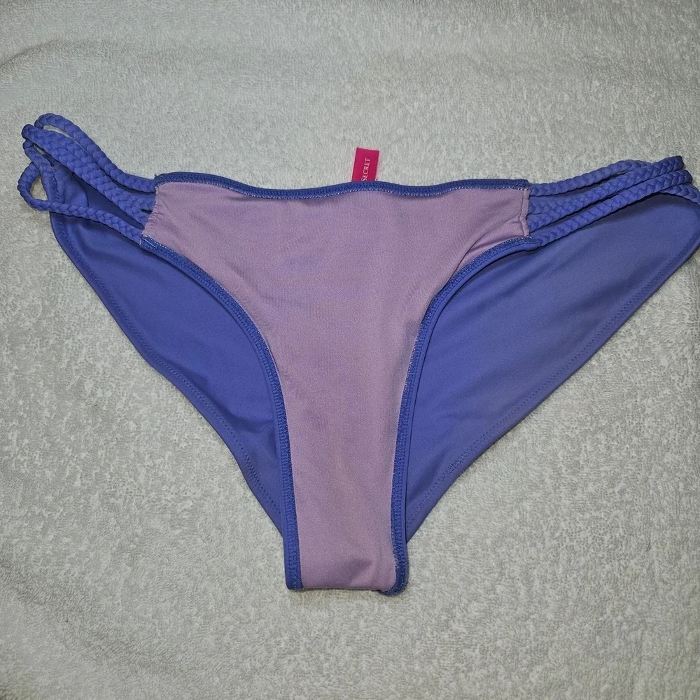 Victoria's Secret Bikini Bottom Purple Braided Strappy Side Medium Swim, Beach
